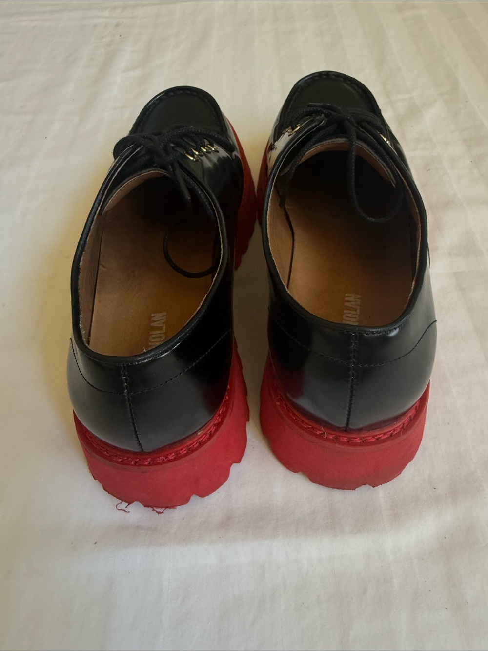 Marc Nolan Luca Black/Red Lug Sole Derby Shoes - Men's Size 7 Streetwear Luxury - Picture 2 of 8